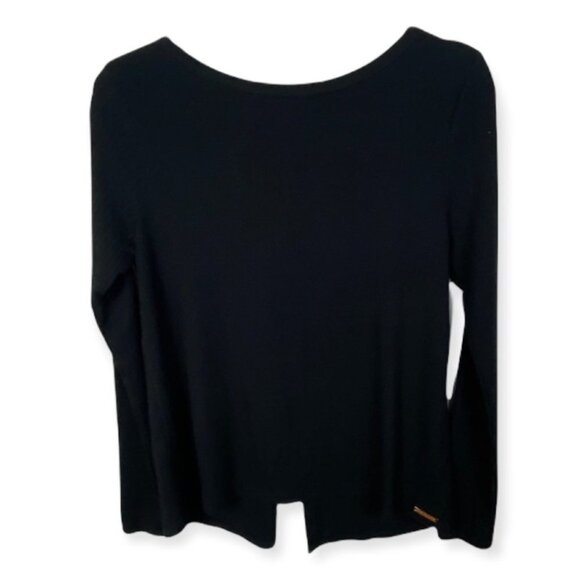 Avec Les‎ Filles Black Tie Back Long Sleeve Ribbed Tee Womens Size Small Ribbons - Picture 2 of 8